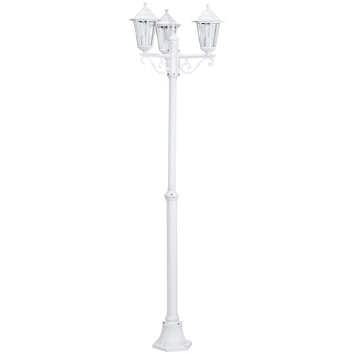 IP44 Outdoor Bollard Light White Aluminium Lantern 3 Arm 60W E27 Bulb Lamp Post Loops
