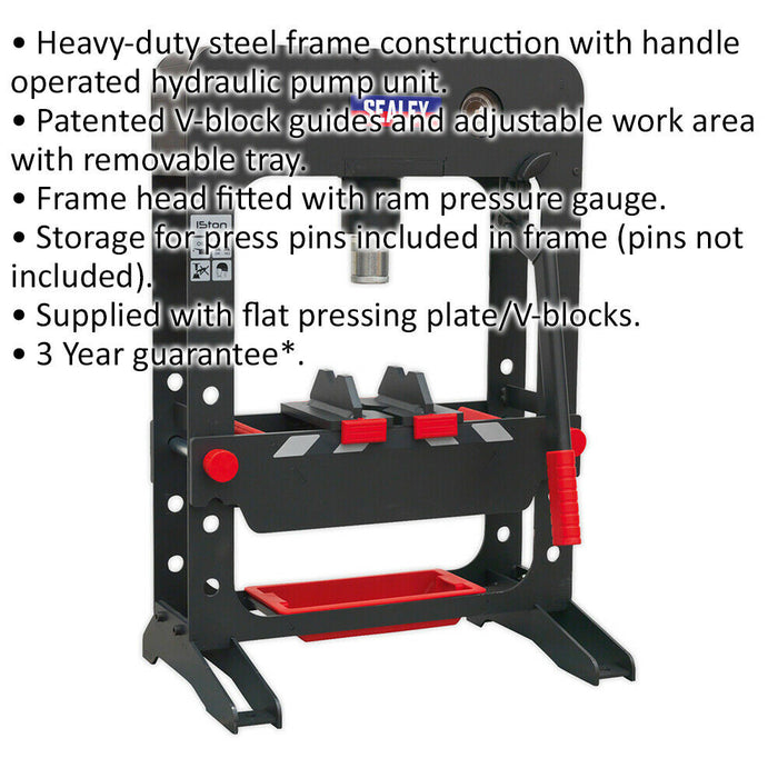 PREMIUM 15 Tonne Hydraulic Press - Heavy Duty Steel Frame - Bench Type Loops