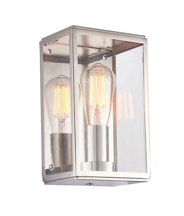 Wall Light Bright Nickel Plate & Clear Glass 40W E27 GLS Dimmable Loops