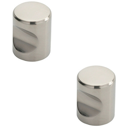 2x Cylindrical Cupboard Door Knob 20mm Diameter Polished Stainless Steel Handle Loops