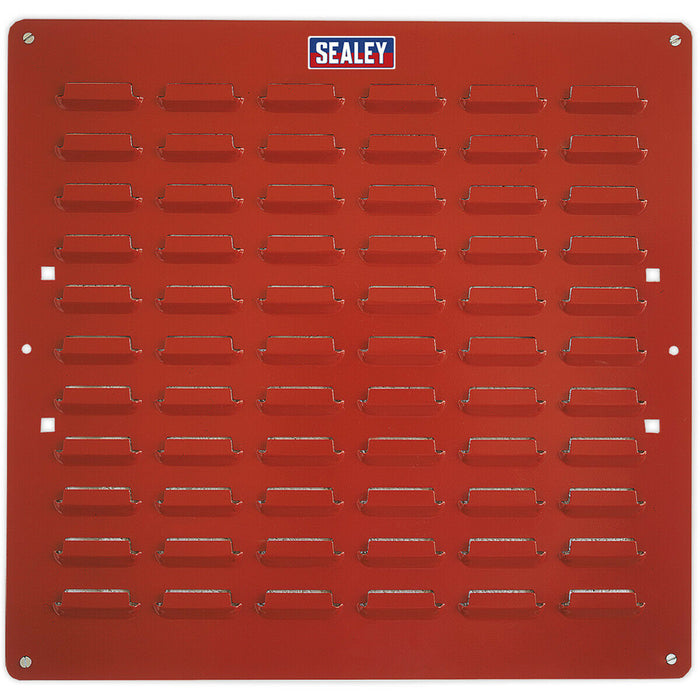 2 PACK - 500 x 500mm Red Louvre Wall Mounted Storage Bin Panel - Warehouse Tray Loops