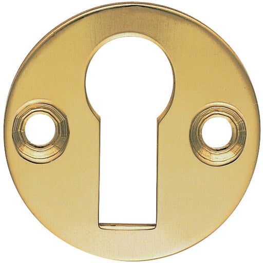 31mm Keyhole Profile Round Escutcheon 18mm Fixing Centres Polished Brass Loops