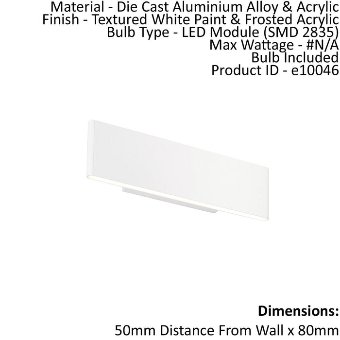Wall Light Textured White Paint & Frosted Acrylic 2 x 5.5W LED Module Loops