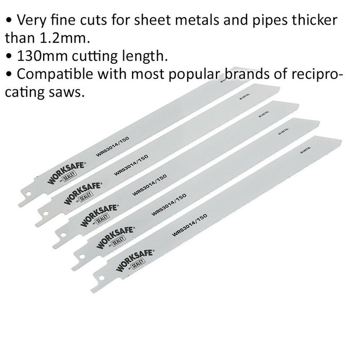 5 PACK 150mm Reciprocating Saw Blade - 18 TPI - Suitable for Iron Steel Pipes Loops