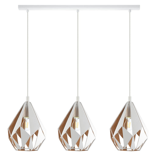 Hanging Ceiling Pendant Light White & Gold Geometric 3x 60W E27 Kitchen Island Loops