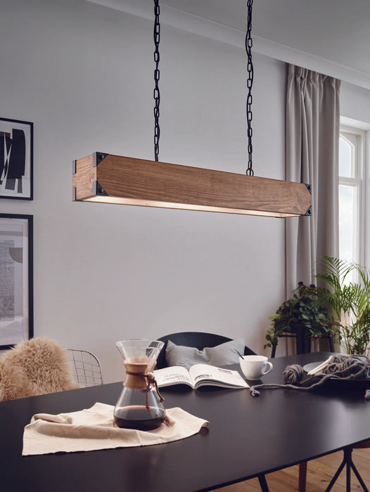 Hanging Ceiling Pendant Light Wood Box 4x 40W E27 Kitchen Island Table Lamp Loops