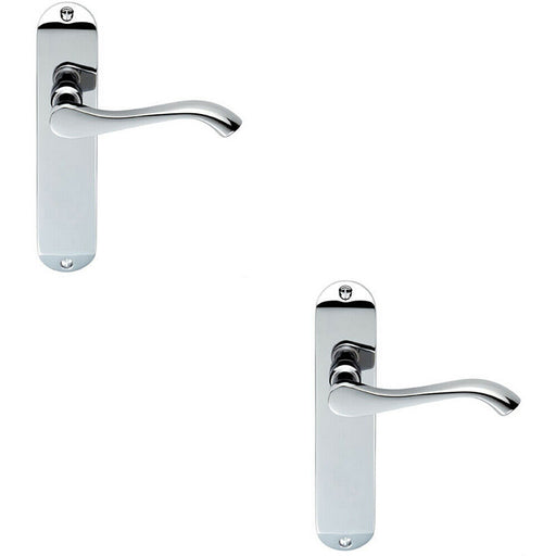 2x PAIR Curved Handle on Chamfered Latch Backplate 180 x 40mm Polished Chrome Loops