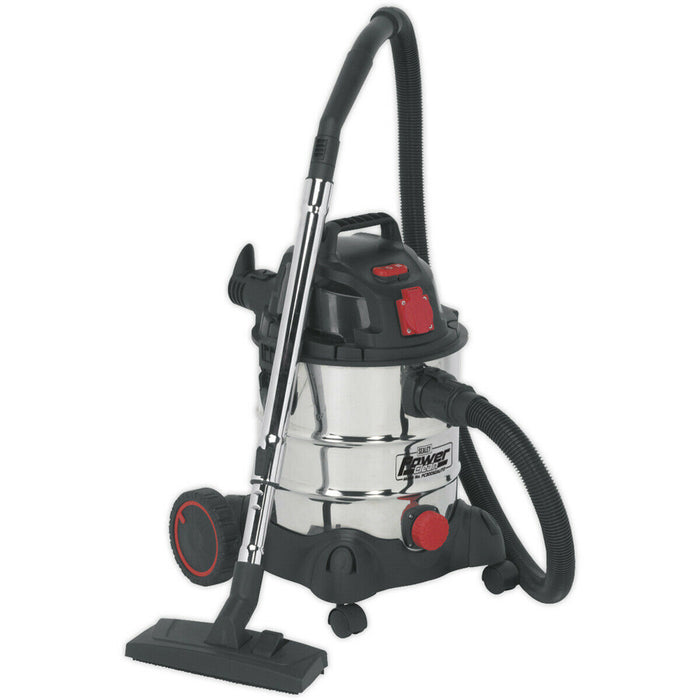 1400W Industrial Wet & Dry Vacuum Cleaner - 20L Steel Drum - Auto Start Feature Loops