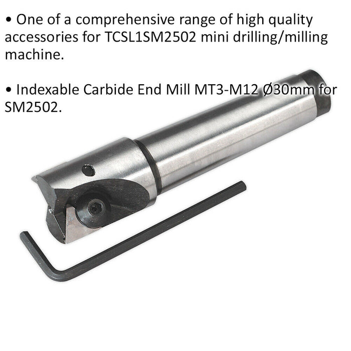30mm Indexable Carbide End Mill MT3-M12 - Suits ys08796 Drilling/Milling Machine Loops