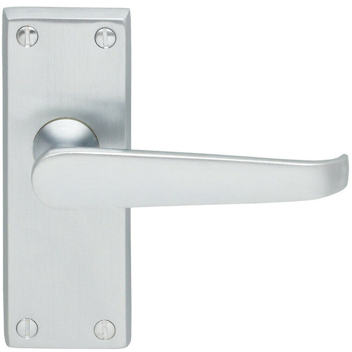 Door Handle & Latch Pack Satin Chrome Victorian Straight Lever on Backplate Loops