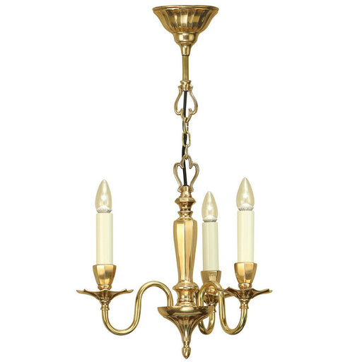 Luxury Hanging Ceiling Pendant Light Traditional 3 Lamp Solid Brass Chandelier Loops