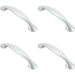 4x Flared Cabinet Pull Handle 165.5 x 23mm 128mm Fixing Centres Chrome Loops