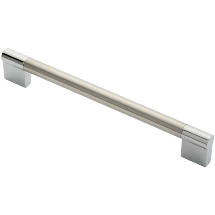 Keyhole Bar Pull Handle 204 x 14mm 192mm Fixing Centres Satin Nickel & Chrome Loops