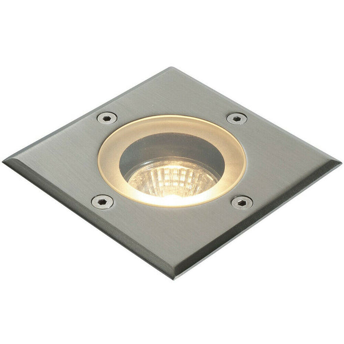 IP65 Outdoor LED Ground Light GU10 Bulb Square Steel Flush Walk Over Floor Lamp Loops