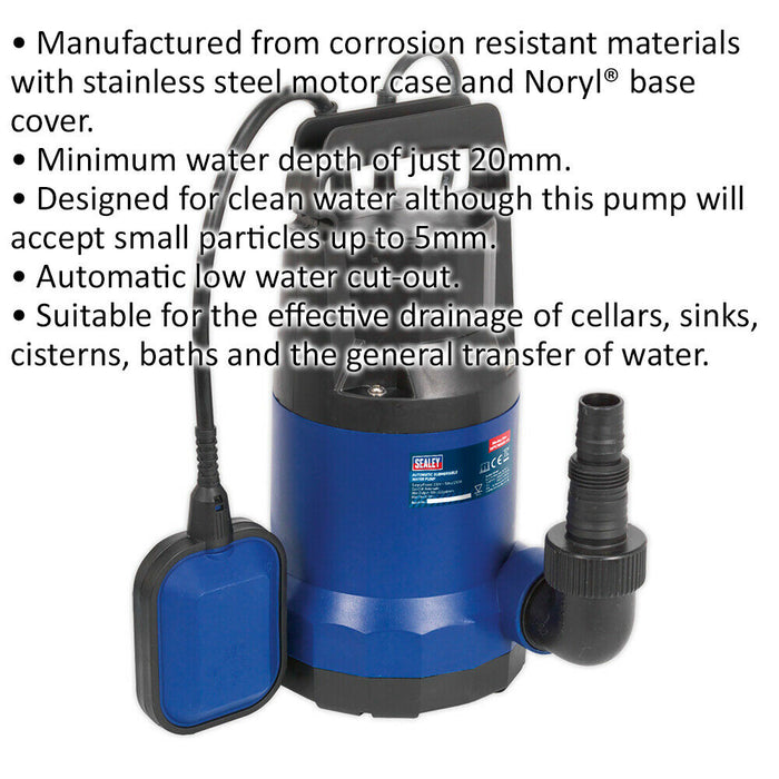 Submersible Water Pump - 100L/Min - Automatic Cut-Out - 250W Motor - 230V Loops