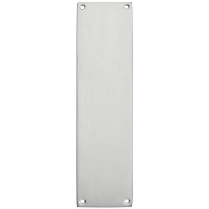 Plain Victorian Door Finger Plate 298 x 73mm Satin Chrome Push Plate Loops