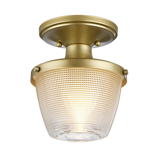 1 Bulb Flush Light IP44 Painted Natural Brass LED E27 60W Bulb Loops