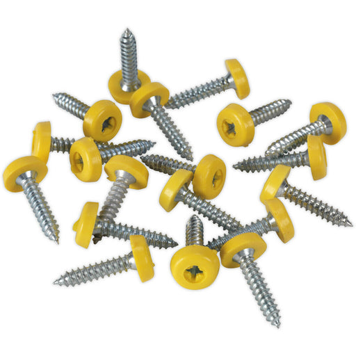 50 PACK 4.8 x 24mm Yellow Numberplate Screw - Plastic Enclosed Head Fixings Loops