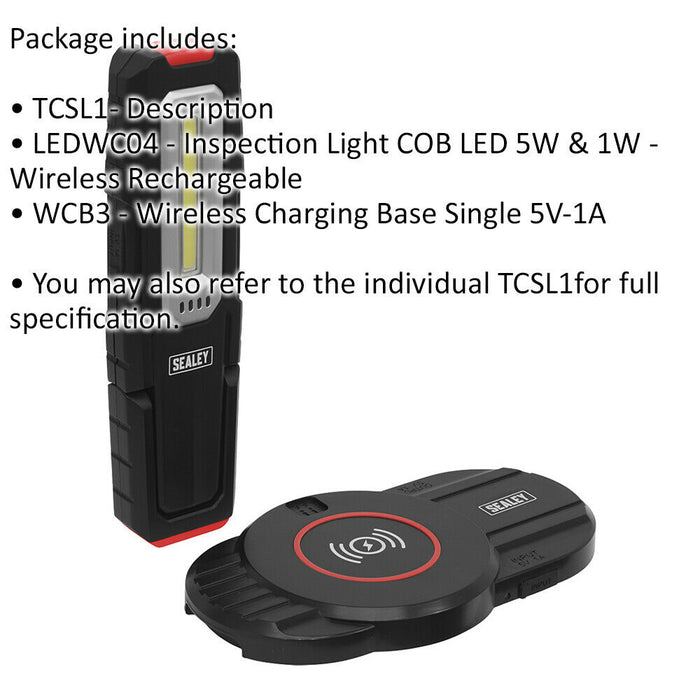 Slim Magnetic Inspection Light with Wireless Charging Base - 5W COB & 1W SMD LED Loops