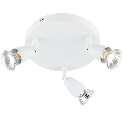 LED Adjustable Ceiling Spotlight Gloss White Triple GU10 Dimmable Downlight Loops