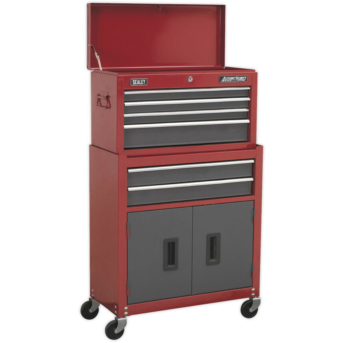615 x 295 x 705mm RED 6 Drawer Topchest & Rollcab Combination Tool Che ...