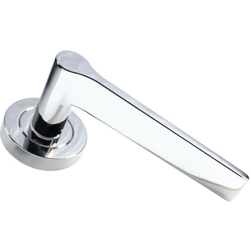 PAIR Straight Rounded Handle on Round Rose Concealed Fix Polished Nickel Loops