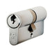 70mm EURO Double Cylinder Lock Keyed to Differ 5 Pin Satin Chrome Door Loops