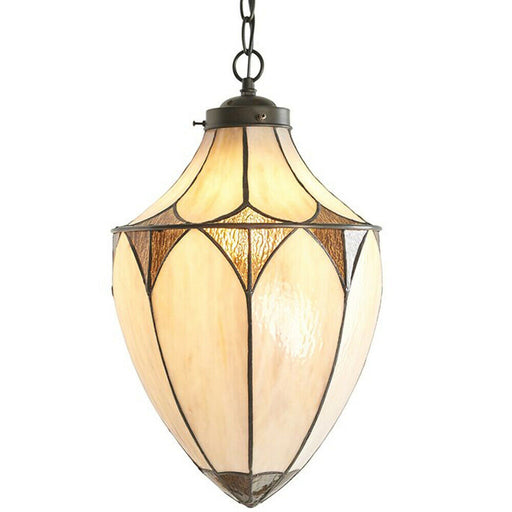 Tiffany Glass Hanging Ceiling Pendant Light Dark Bronze Cream Lamp Shade i00082 Loops