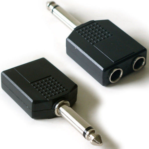 6.35mm ¼" Plug to 2x Socket Adapter Guitar Amp/Headphone Male Female Splitter Loops