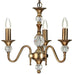 Diana Ceiling Pendant Chandelier Antique Brass & K9 Crystal Curved 3 Lamp Light Loops