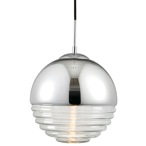 Hanging Ceiling Pendant Light CHROME & RIBBED GLASS Sphere Ball Lamp Bulb Holder Loops