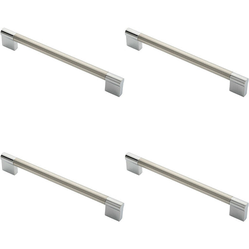 4x Keyhole Bar Pull Handle 204 x 14mm 192mm Fixing Centres Satin Nickel & Chrome Loops