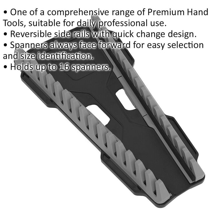 16x Reversible Spanner Sharks Teeth Tool Rack - Drawer Mount Strip Management Loops