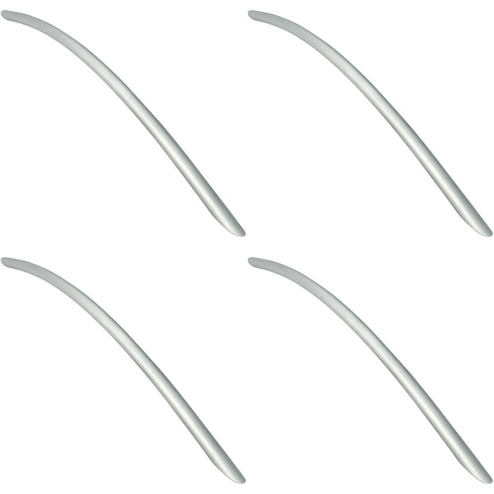 4x Curved Bow Cabinet Pull Handle 408 x 10mm 352mm Fixing Centres Satin Nickel Loops