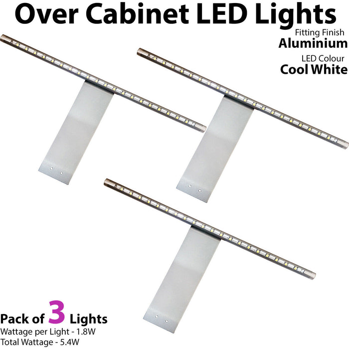 3x Over Cabinet LED Light & Driver Kit COOL WHITE Kitchen Cupboard Reading Lamp Loops