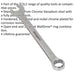 Hardened Steel Combination Spanner - 17mm - Polished Chrome Vanadium Wrench Loops