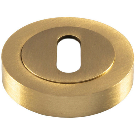 50mm Lock Profile Round Escutcheon Concealed Fix Satin Brass Keyhole Cover Loops