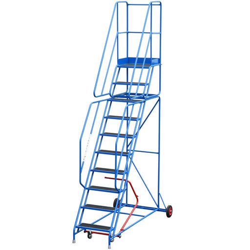 10 Tread Mobile Warehouse Stairs Anti Slip Steps 3.5m Portable Safety Ladder Loops