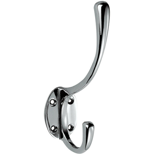 Victorian Hat & Coat Hook on Oval Backplate 64mm Projection Polished Chrome Loops