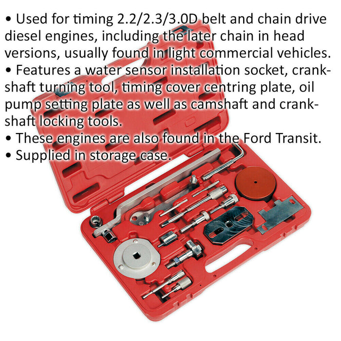 Diesel Engine Timing Tool Kit - BELT & CHAIN DRIVE - For 2.2 to 3.0 FIAT & FORD Loops