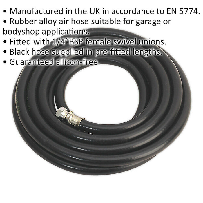 Heavy Duty Air Hose with 1/4 Inch BSP Unions - 5 Metre Length - 10mm Bore Loops