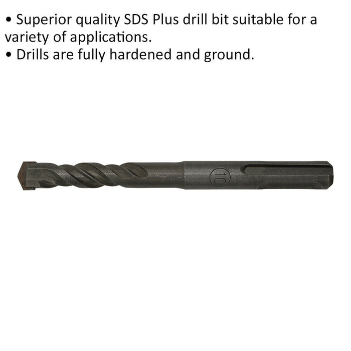 10 x 110mm SDS Plus Drill Bit - Fully Hardened & Ground - Smooth Drilling Loops