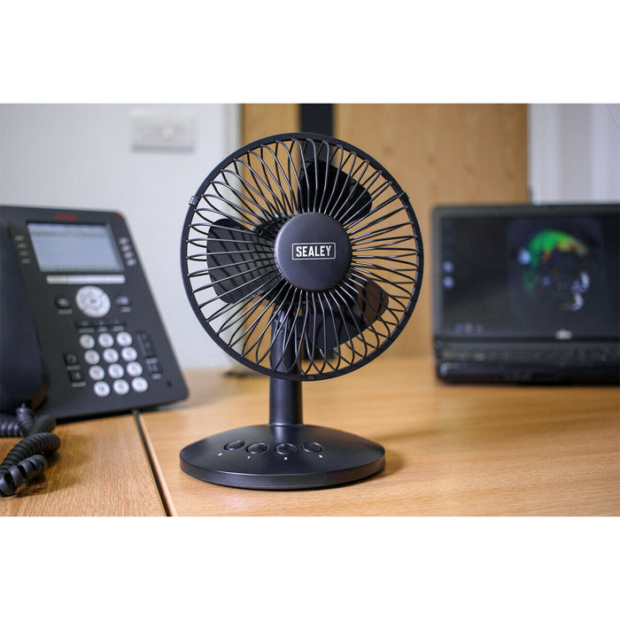 6 Inch Oscillating USB Desk Fan - 3 Speed Settings - Personal Desktop Cooler Loops