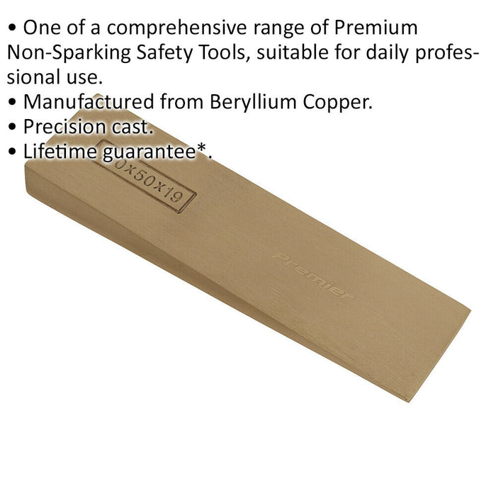 Non Sparking Lifting Wedge - 180 x 50 x 19mm - Precision Cast - Beryllium Copper Loops