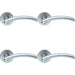 4x PAIR Oval Shaped Arched Bar Handle Concealed Fix Round Rose Satin Chrome Loops