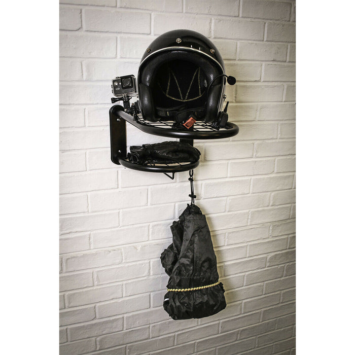 Motorcycle Helmet & Gear Tidy - Wall Mounted Helmet Stand - 15kg Capacity Loops