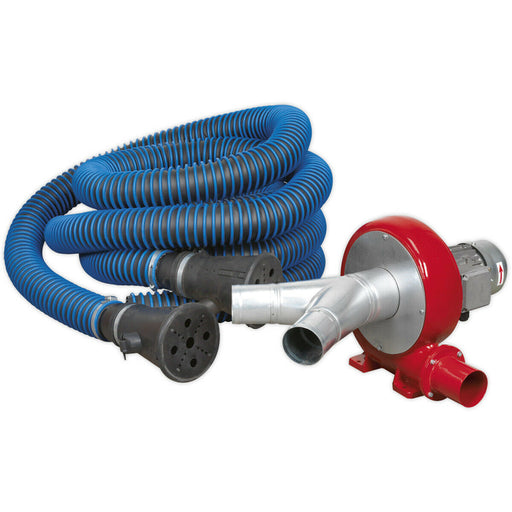 Exhaust Fume Extractor System - 5m Twin Ducting - 370W Motor - Wall Mountable Loops