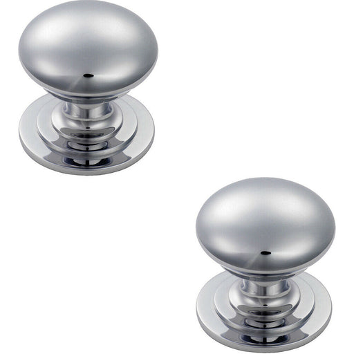 2x Victorian Round Cupboard Door Knob 42mm Dia Polished Chrome Cabinet Handle Loops