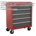 620 x 330 x 770mm 5 Drawer RED Portable Tool Chest Locking Mobile Storage Box Loops
