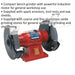 150mm Compact Bench Grinder 150W Induction Motor - Coarse & Fine Grinding Stones Loops